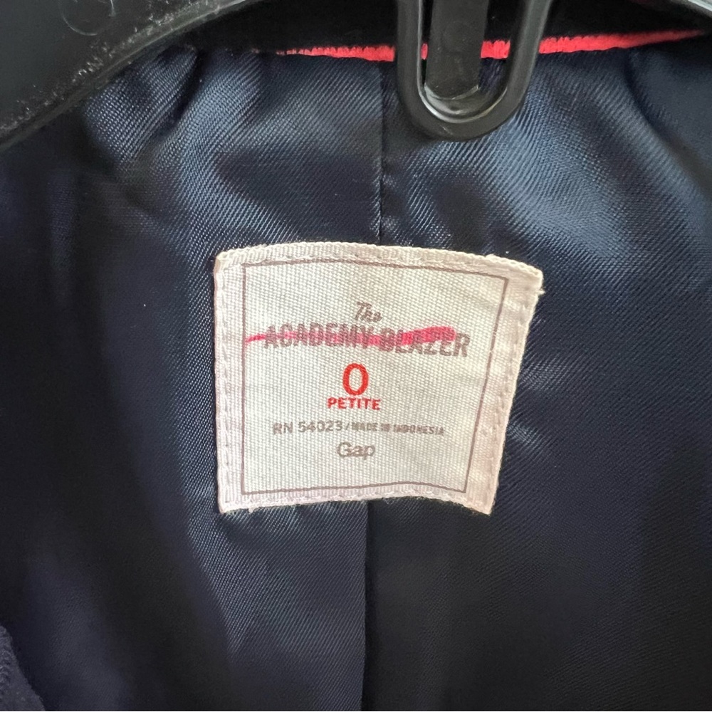 The Gap Navy Blue Neon Coral & Gray Stripe The Academy Blazer Size 0 Petite - Picture 4 of 7